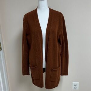 Women's Chocolate Brown Speckled Open-Front Cardigan Sweater